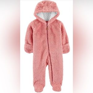 Carter’s Pink Bear Sherpa Footed Jumpsuit 9 Months
